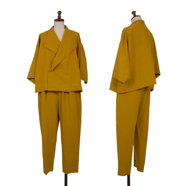 【中古】 イッセイミヤケISSEY MIYAKE 綿織物リネンうつり変わりセットアップ 駱駝2 1【レディース】