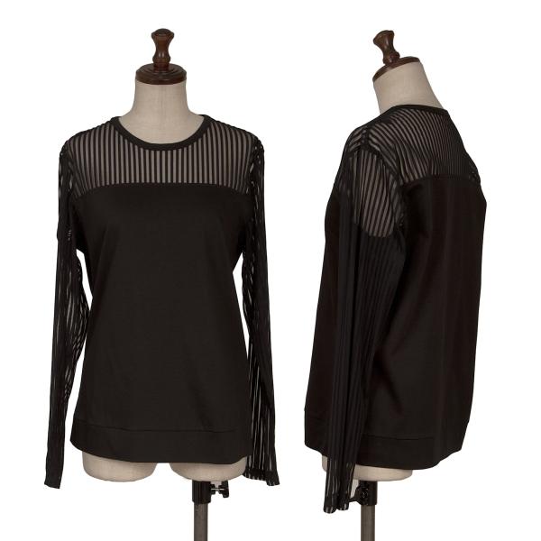 【中古】 イッセイミヤケISSEY MIYAKE シースルーストライプうつり変わりカットソー 黒2【レディース】
