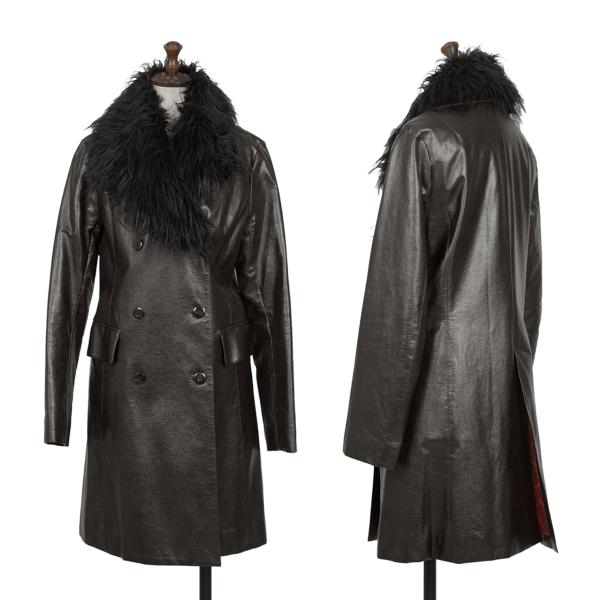【中古】 ヴィヴィアンタムVIVIENNETAM 毛皮着脱型押しフェイクレザーコート 焦げ茶【レディース】
