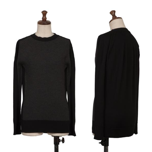 【中古】 ジュンヤワタナベ コムデギャルソンJUNYA WATANABE COMME des GARCONS 切替ウールモックネックニットセーター 黒チャコールM位【レディース】｜PLAYFUL