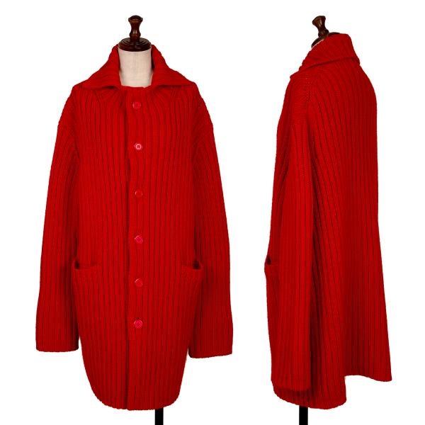 【中古】 ヨウジヤマモトファムYohji Yamamoto FEMME ウールリブニットジャケット 赤3【レディース】|PLAYFUL
