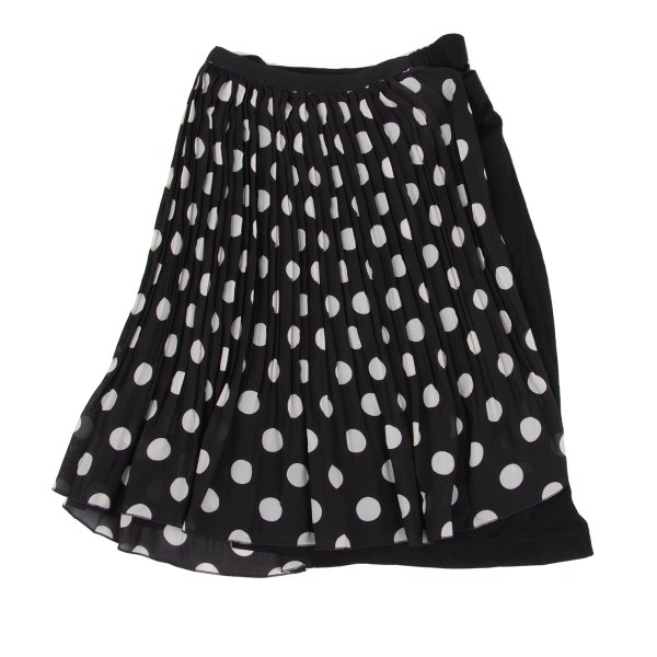 【中古】 ジュンヤワタナベ コムデギャルソンJUNYA WATANABE COMME des GARCONS ポリドットプリーツラップデザインスカート 黒白S【レディース】|PLAYFUL