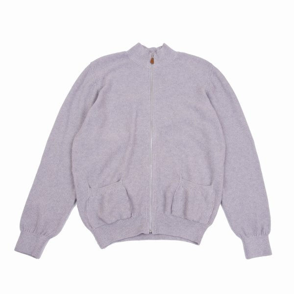 【中古】 パパスプラスPapas+ コットンカシミヤドライバーズニット 薄紫M【メンズ】 メンズファッション-ニット・セーター