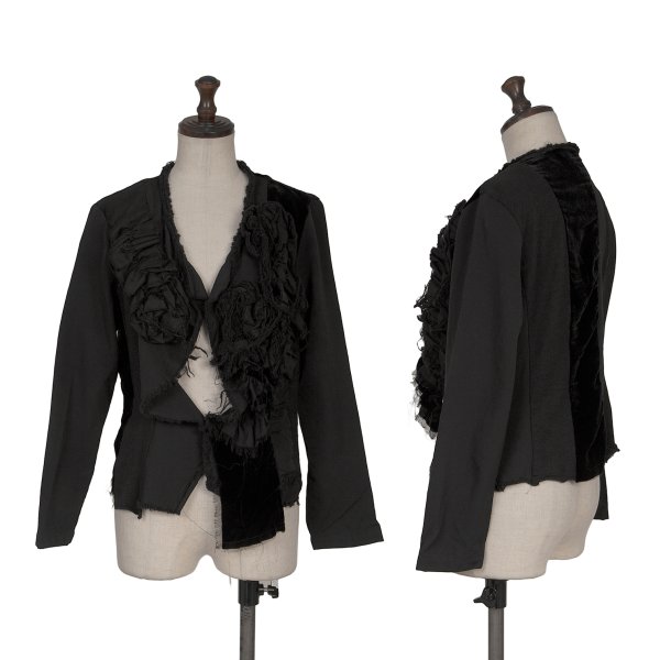【中古】 トリココムデギャルソンtricot COMME des GARCONS 生産品染め裁ち切りコサージュデザインカーディガン 黒S【レディース】