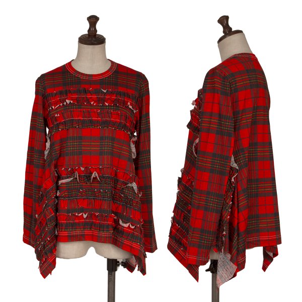【中古】 トリココムデギャルソンtricot COMME des GARCONS フリルペーストデザインサイドスリットカットソー 赤黒黄M【レディース】｜PLAYFUL 15,647円