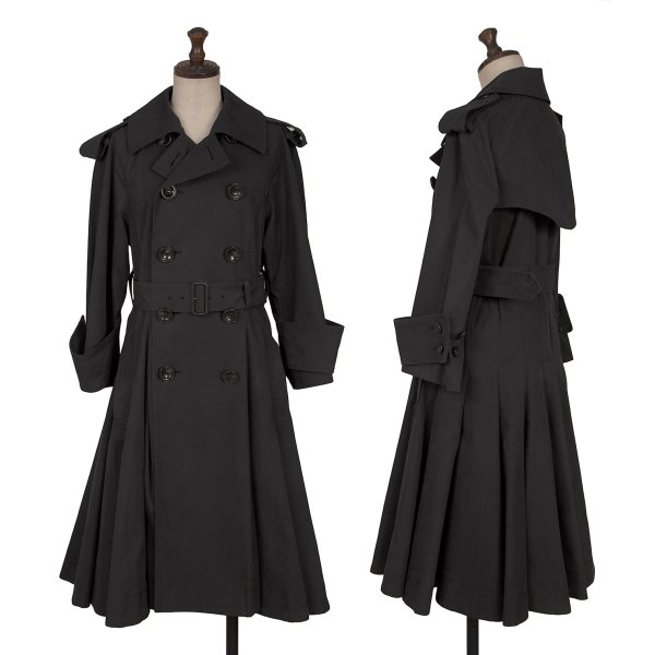 【中古】 定まり ヨウジヤマモトREGULATION yohji yamamoto 綿織物混紡ダーツフレアコート 炭黒2【レディース】