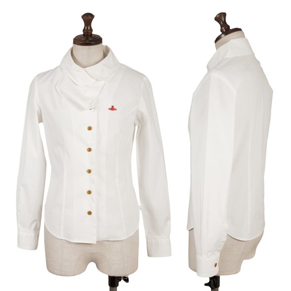 希少デザイン　ヴィヴィアンウエストウッド　オーブ刺繍　ストライプシャツ　丸襟 Vivienne Westwood - ヴィヴィアンウエストウッド 変形シャツ