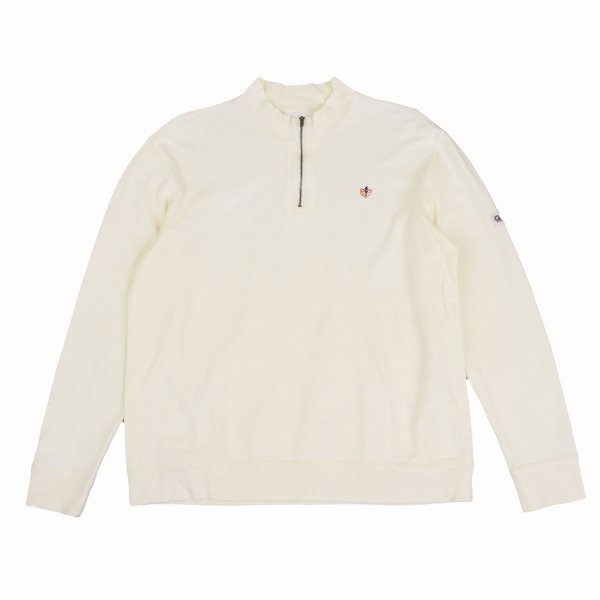 【中古】 パパスPapas コットンリネンバック５.５パッチハーフジップカットソー 生成り48M【メンズ】