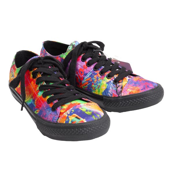 【中古】 ヨウジヤマモト ファムYohji Yamamoto FEMME グラフィックプリントローカットスニーカー マルチ2(24珊位)【レディース】