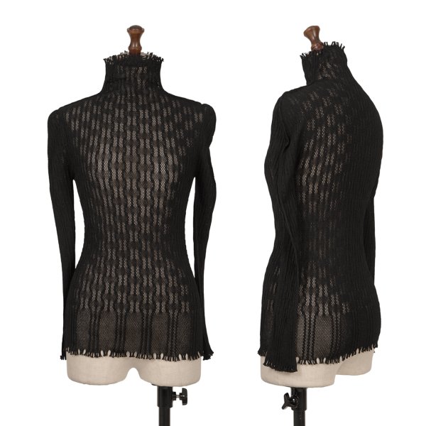 【中古】 イッセイミヤケ エーポック 内辺ISSEY MIYAKE A-POC INSIDE ストレッチメッシュカッティングデザインカットソー 黒M位【レディース】