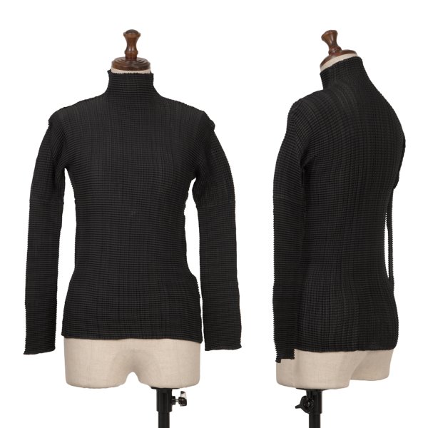 【中古】 イッセイミヤケISSEY MIYAKE ストレッチプリーツハイネックカットソー 黒2【レディース】｜PLAYFUL