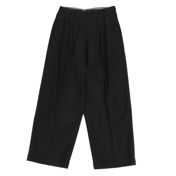【中古】 パ通り手形Papas キュプラツータックワイドダブルパンツ 黒M【メンズ】