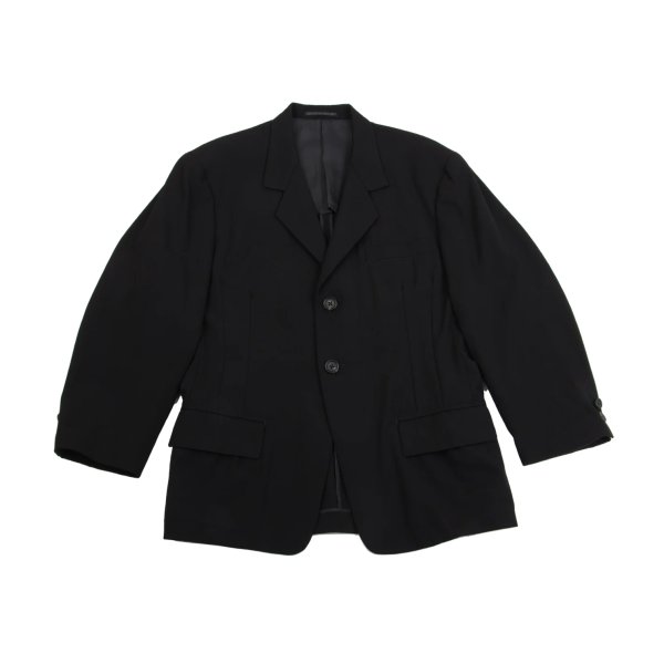 【中古】 ヨウジヤマモト プールオムYohji Yamamoto POUR HOMME ウールギャバダーツデザインジャケット 黒S【メンズ】