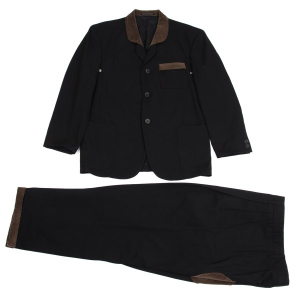 【中古】 ヨウジヤマモト プールオムYohji Yamamoto POUR HOMME コール天うつり変わりウールギャバセットアップ 黒茶M S【メンズ】