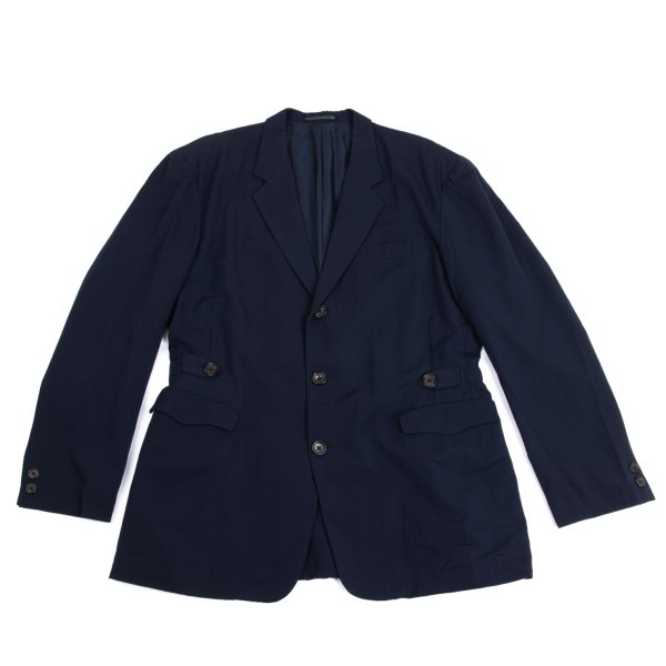 【中古】 ヨウジヤマモト プールオムYohji Yamamoto POUR HOMME ウールギャバサイドベルトテーラードジャケット 紺M【メンズ】｜PLAYFUL