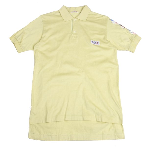 【中古】 パパスPapas GOLF ロゴパッチバックロングポロシャツ 黄色M位【メンズ】