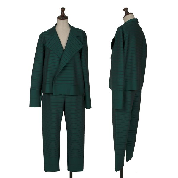 【中古】 イッセイミヤケISSEY MIYAKE 間借り人織り切り立てるセットアップ  深緑2 1【レディース】