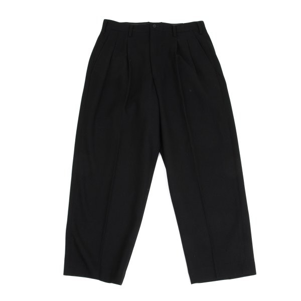 【中古】 ヨウジヤマモト プールオムYohji Yamamoto POUR HOMME ウールナイロンタックテーパードパンツ 黒L【メンズ】|PLAYFUL