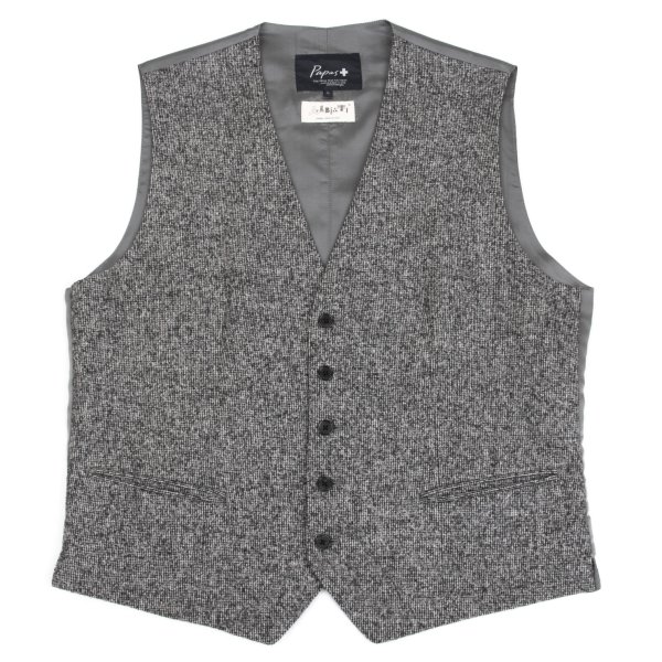 【中古】 パパスプラスPapas+ SOLBIATI社絨毛混ジレベスト 薄墨色L【メンズ】 メンズファッション-トップス-ベスト・ジレ