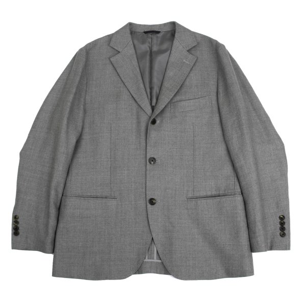 【中古】 パパスプラスPapas+ Lanificio di Pray社リネンウールテーラードジャケット グレーL【メンズ】｜PLAYFUL