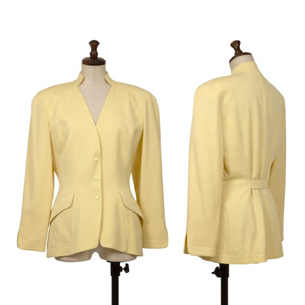 【中古】 ティエリーミュグレーThierry Mugler ウール切替デザインスナップボタンジャケット 黄色9AR【レディース】｜PLAYFUL