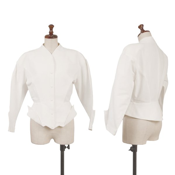 【中古】 ティエリーミュグレーThierry Mugler コットン切替デザインスナップボタンジャケット オフ9AR【レディース】|PLAYFUL