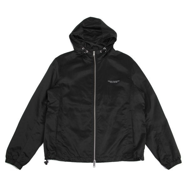 【中古】 アルマーニ 取り替えっこARMANI EXCHANGE ポリロゴプリントダブルジップウィンドブレーカー 黒M【メンズ】