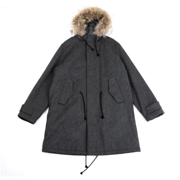 【中古】 ポールスミスPaul Smith PS 裏中綿キルティングラクーンファーコート グレーXL【メンズ】