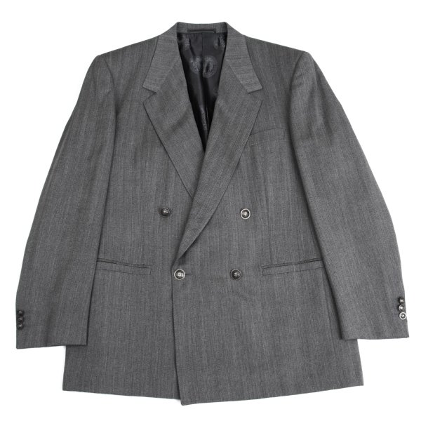 【中古】 ジャンニヴェルサーチ クチュールGIANNI VERSACE COUTURE ウールメデューサボタンダブルジャケット グレーXL位【メンズ】|PLAYFUL