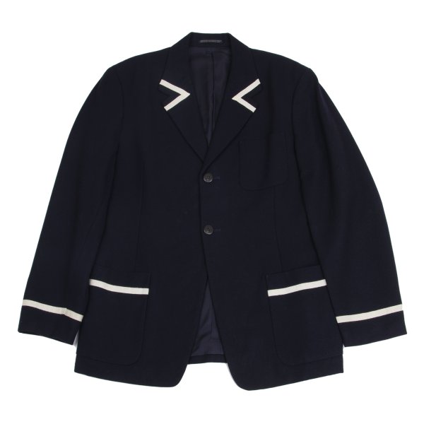 【中古】 ヨウジヤマモト プールオムYohji Yamamoto POUR HOMME テーピングウールジャケット 紺M【メンズ】|PLAYFUL