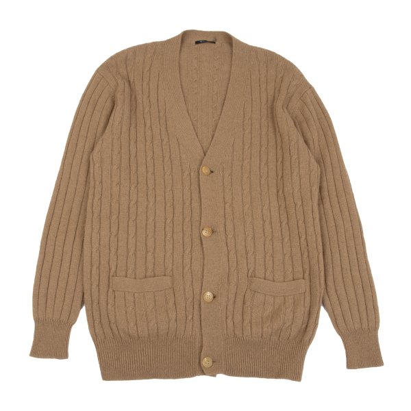 【中古】 ワイズフォーメンY\u0027s for men ウールケーブルニットカーディガン 駱駝L位【メンズ】