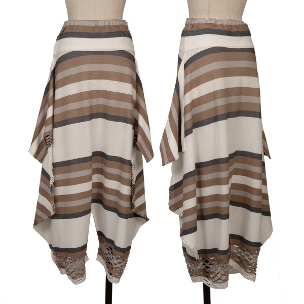 【中古】 イッセイミヤケISSEY MIYAKE A-POC INSIDE メッシュカッティングボーダーパンツ 白茶他2【レディース】|PLAYFUL