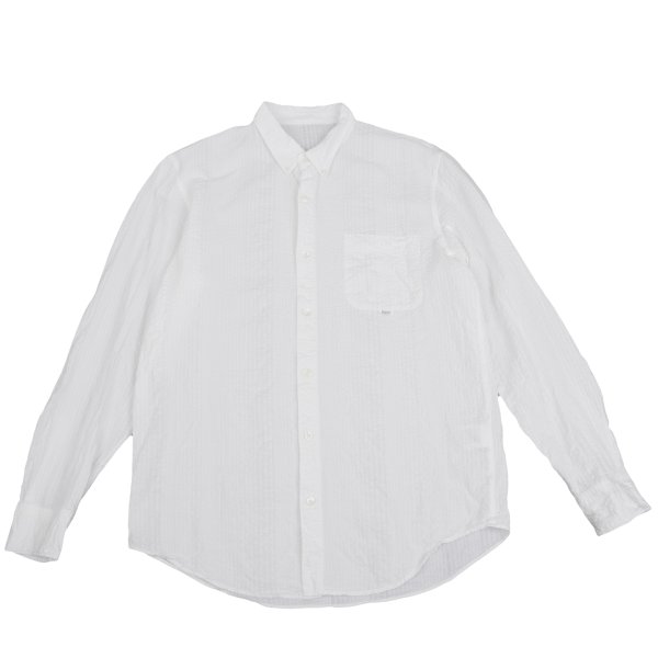 【中古】 パ通り手形Papas コットンリネンシアサッカーボタンダウン長袖プルオーバー オフ48M【メンズ】