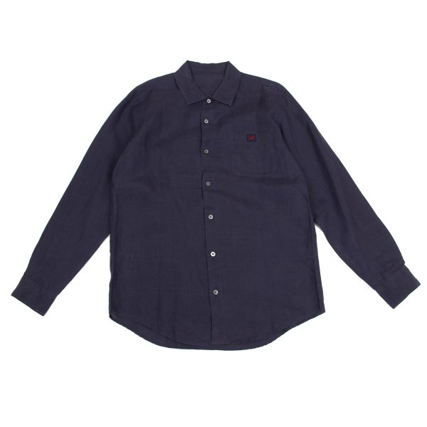【中古】 パ通り手形Papas リネンロゴパッチ長袖プルオーバー 紺48M【メンズ】