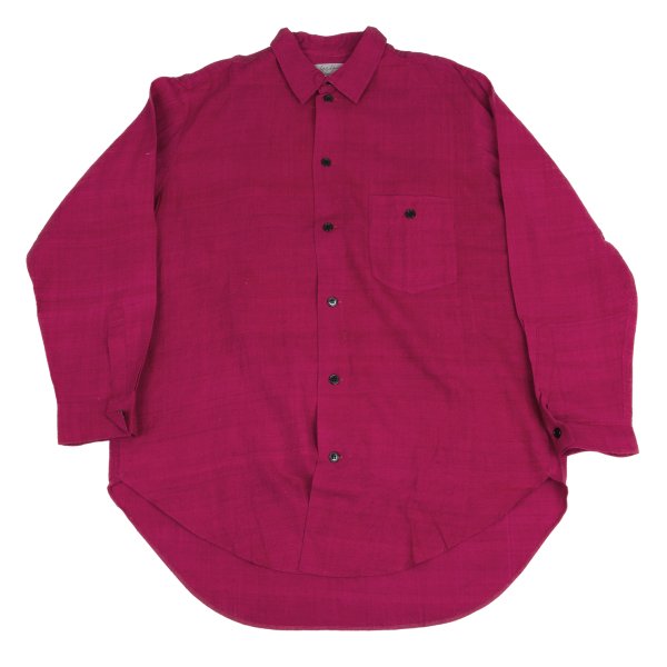 【中古】 ヨウジヤマモト プールオムYohji Yamamoto POUR HOMME シルクシワ加工シャツ ピンクM【メンズ】|PLAYFUL