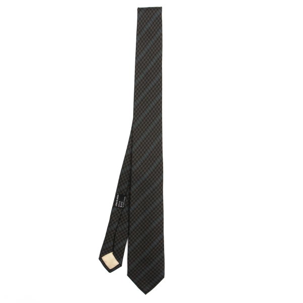【中古】 ジャンニヴェルサーチGIANNI VERSACE 千鳥格子レジメンタルシルクネクタイ カーキ緑【メンズ】｜PLAYFUL