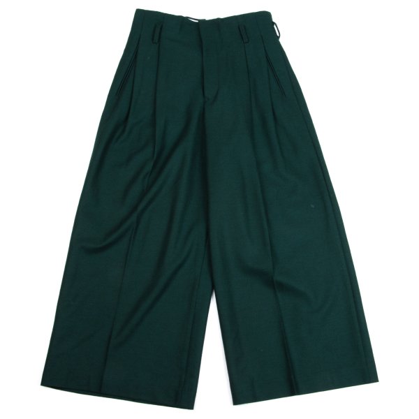 【中古】 タケシコウサカバイ ワイズ ピンクレーベルTAKESHI KOSAKA by Y's Pink Label ウールナイロンタックワイドサルエルパンツ 深緑3【レディース】|PLAYFUL