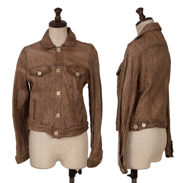 【中古】 コムコム コムデギャルソンCOMME des GARCONS ラムレザートラッカージャケット 茶M【レディース】|PLAYFUL