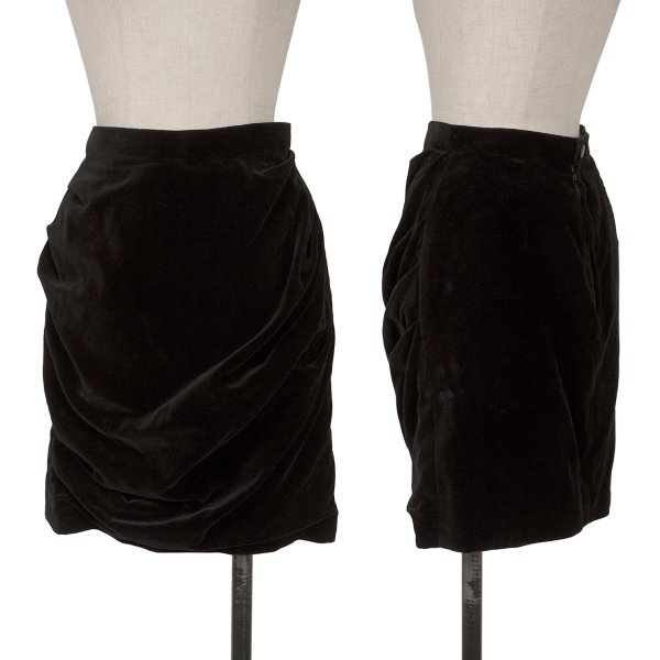 【中古】 ティエリーミュグレーThierry Mugler ベロアギャザースカート 黒63-90【レディース】