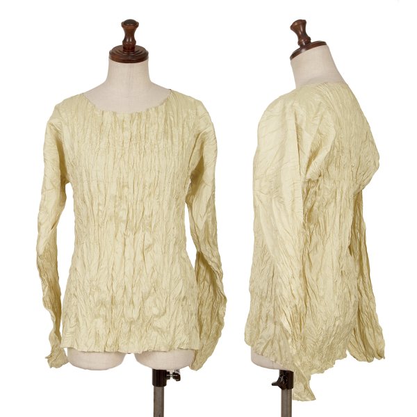 【中古】 イッセイミヤケISSEY MIYAKE シワプリーツ長袖カットソー クリームM【レディース】|PLAYFUL