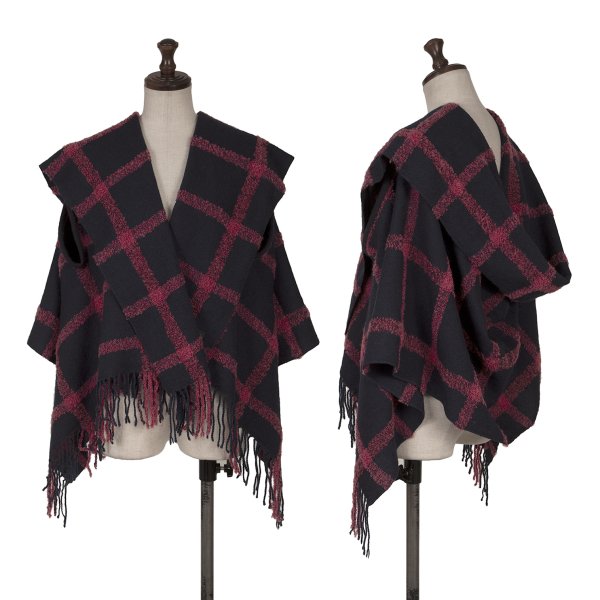 楽天市場】古着 Y's ワイズ ウール 長袖 フリンジ ポンチョ 1 ブラック