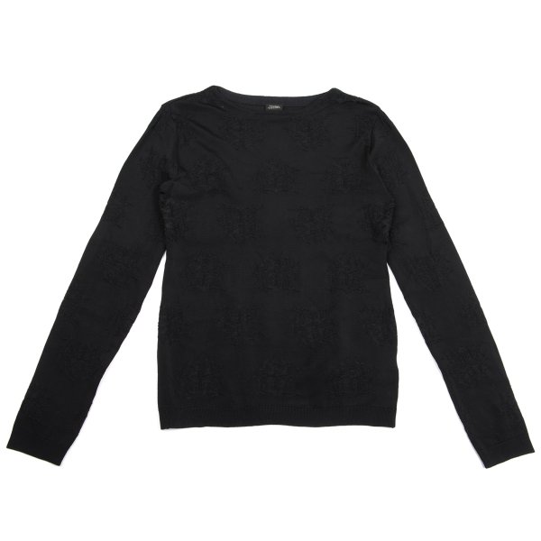【中古】 ジャンポールゴルチエ オムJean Paul GAULTIER HOMME アクリルストレッチエンブレムジャガードニット 黒48【メンズ】