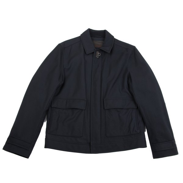 【中古】 サルバトーレフェラガモSalvatore Ferragamo ウールフラップポケット中綿ジャケット 紺50【メンズ】｜PLAYFUL