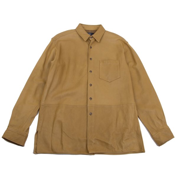 【中古】 ポロラルフローレンPOLO RALPH LAUREN レザーシャツジャケット キャメルL【メンズ】|PLAYFUL
