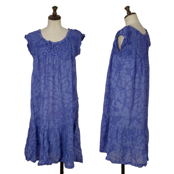 【中古】 イッセイミヤケ ミーISSEY MIYAKE me フラワープリントカリフラワーうつり変わり衣装 青F【レディース】 レディースファッション-ワンピース