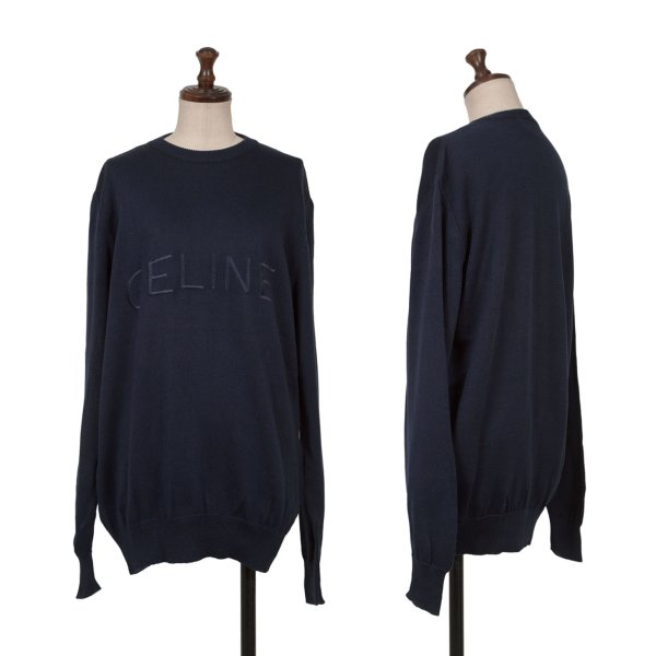【セリーヌ】フィービー期 チャンキーニット　紺　L　40 カシミヤ100% CELINE - CELINE セリーヌ フィービー チャンキーニット XS old