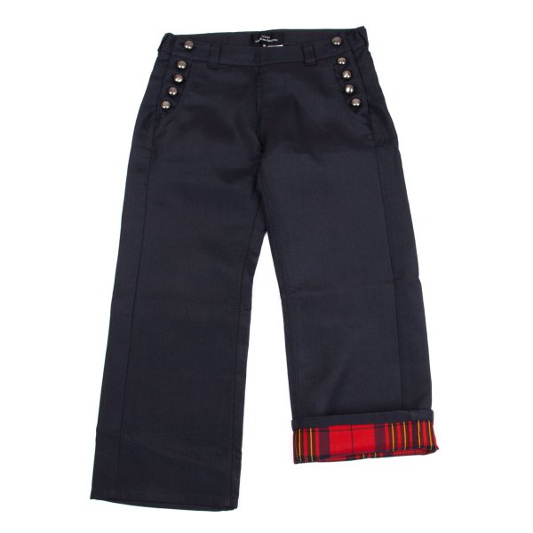 【中古】 トリココムデギャルソンtricot COMME des GARCONS チェッカーダブルフェイスセーラーパンツ 紺他M【レディース】