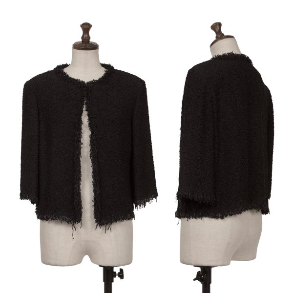 【中古】 ソニアリキエルSONIA RYKIEL パイルフリンジ七分袖ジャケット 黒36【レディース】|PLAYFUL