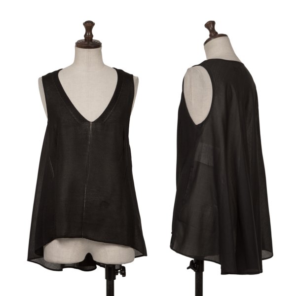 【中古】 ジュンヤワタナベ コムデ給仕JUNYA WATANABE COMME des GARCONS 異原材料うつり変わりドレープタンクトップ 黒S【レディース】 トップス-タンクトップ-レディースファッション