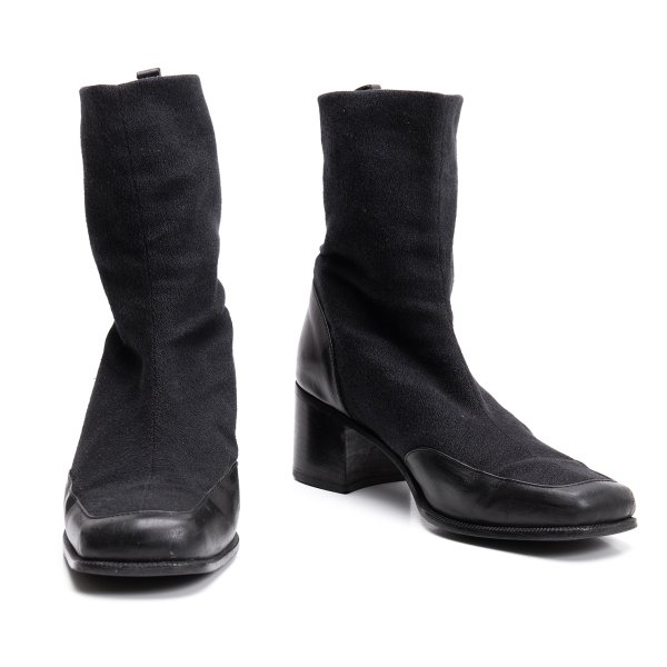 【中古】 イッセイミヤケISSEY MIYAKE 異素材切替ブーツ 黒23【レディース】｜PLAYFUL